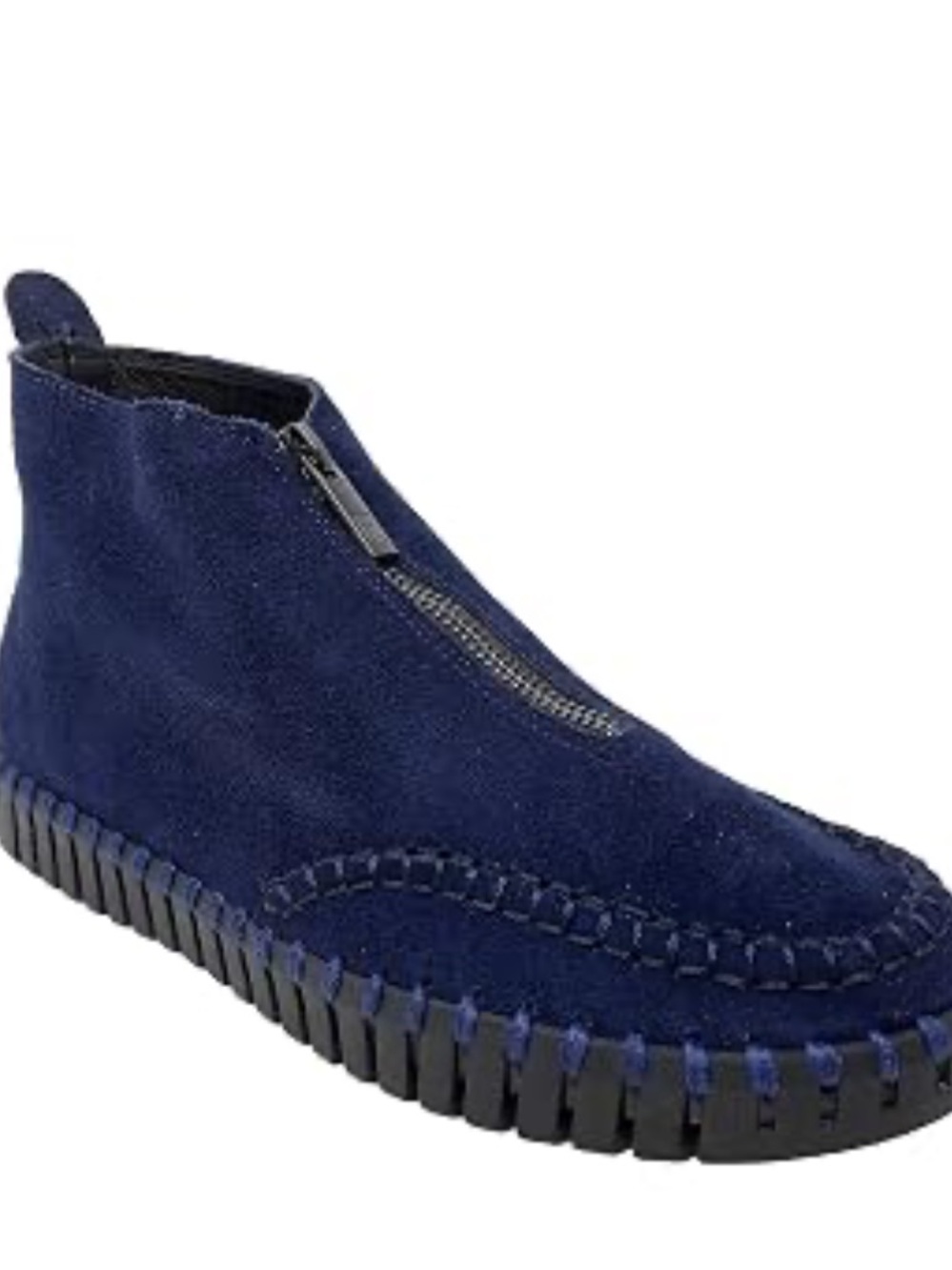 Ilse Jacobsen Navy Suede Tulip Front-Zip Chukka Boots